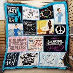 I Love Flying Flight Attendant Quilt Th731  Quilt